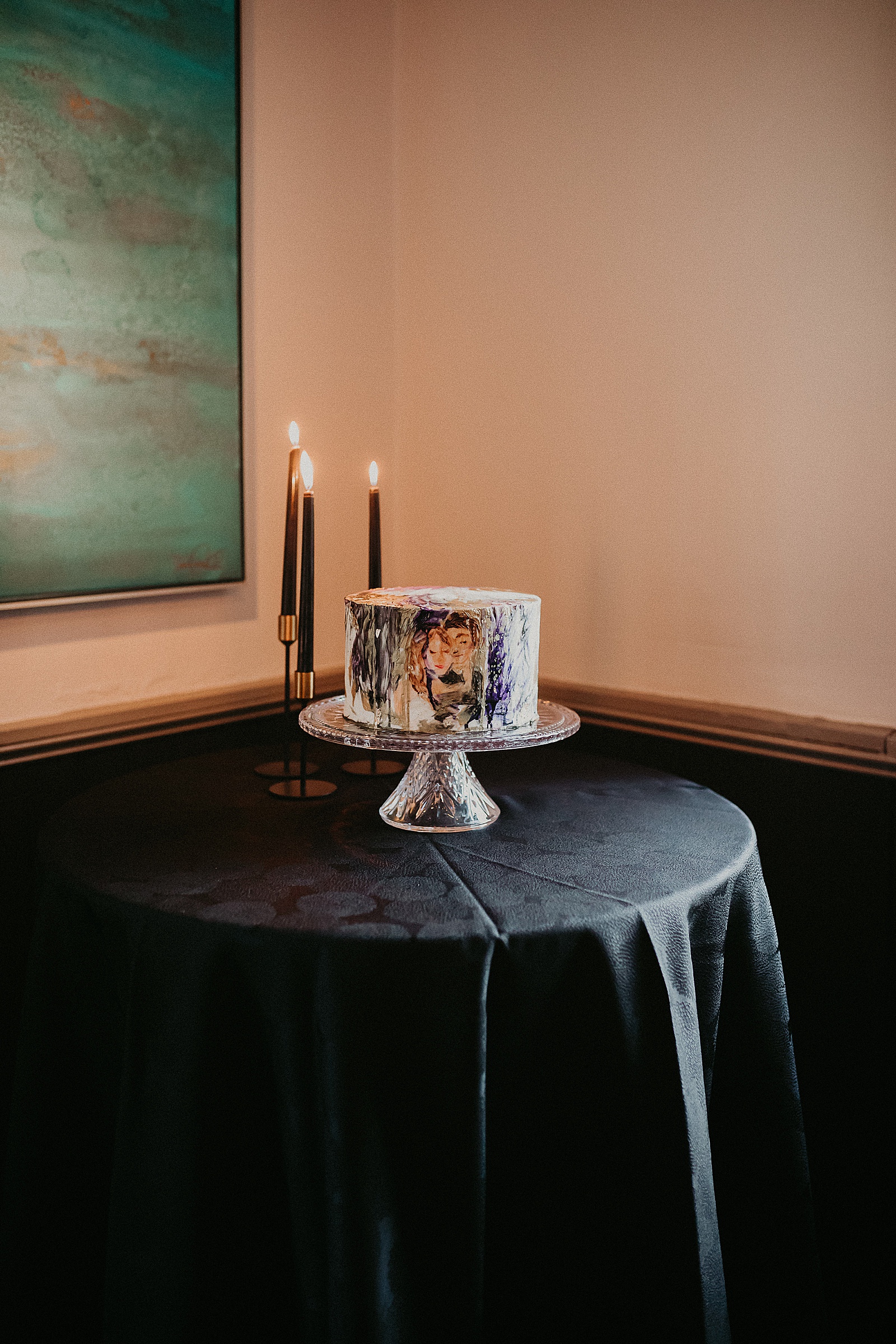 Hand painted small ceremony cake for two
