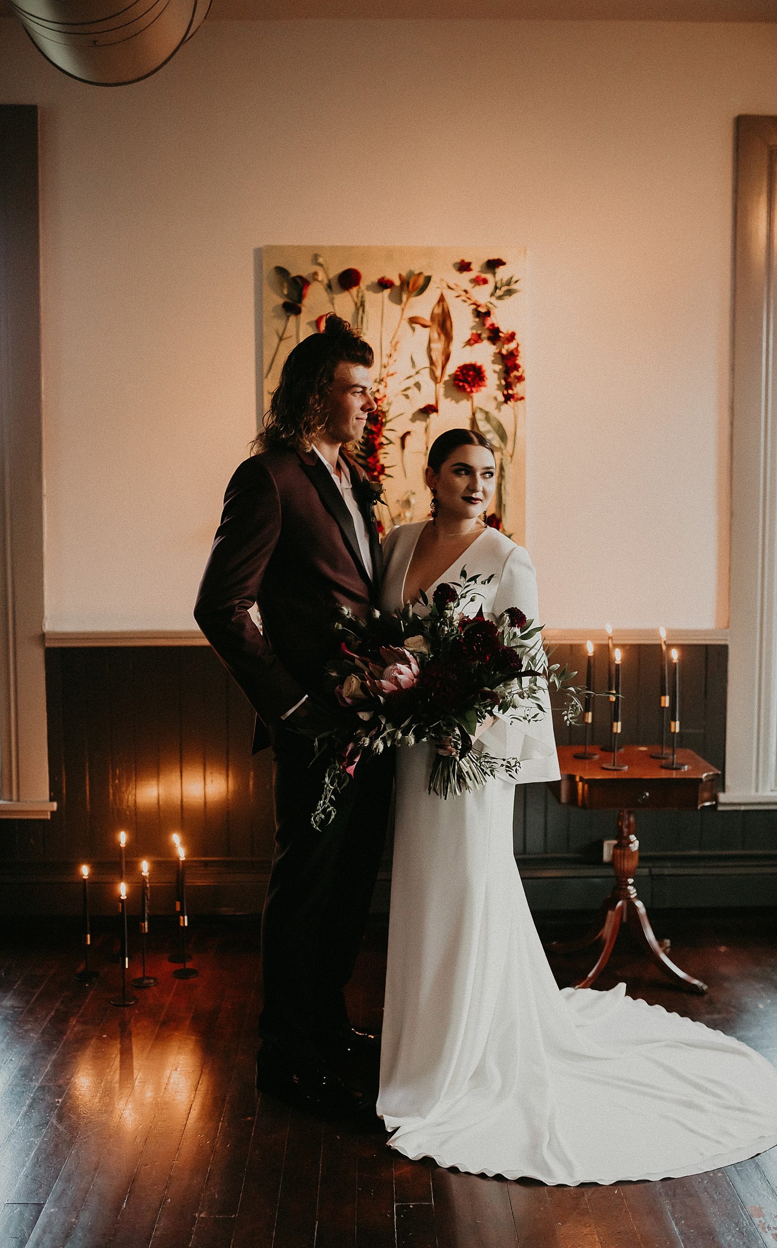 Dramatic dark and moody Bride and Groom portraits