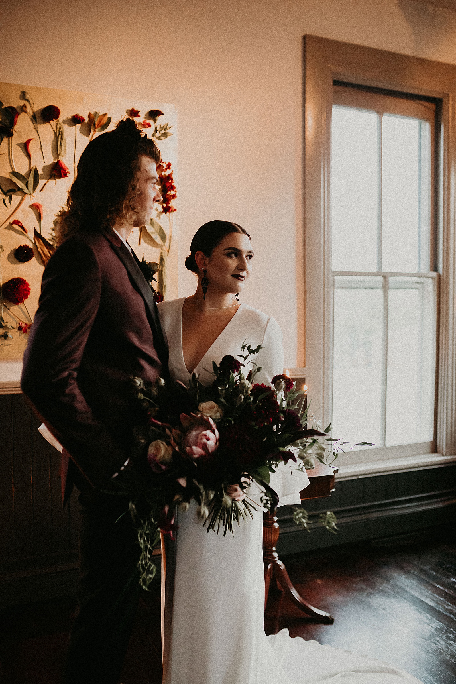 Dramatic dark and moody Bride and Groom portraits