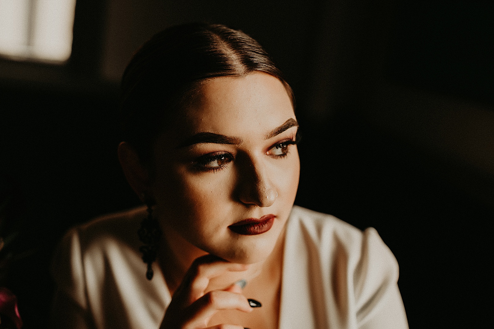 Dark and moody bridal portraits