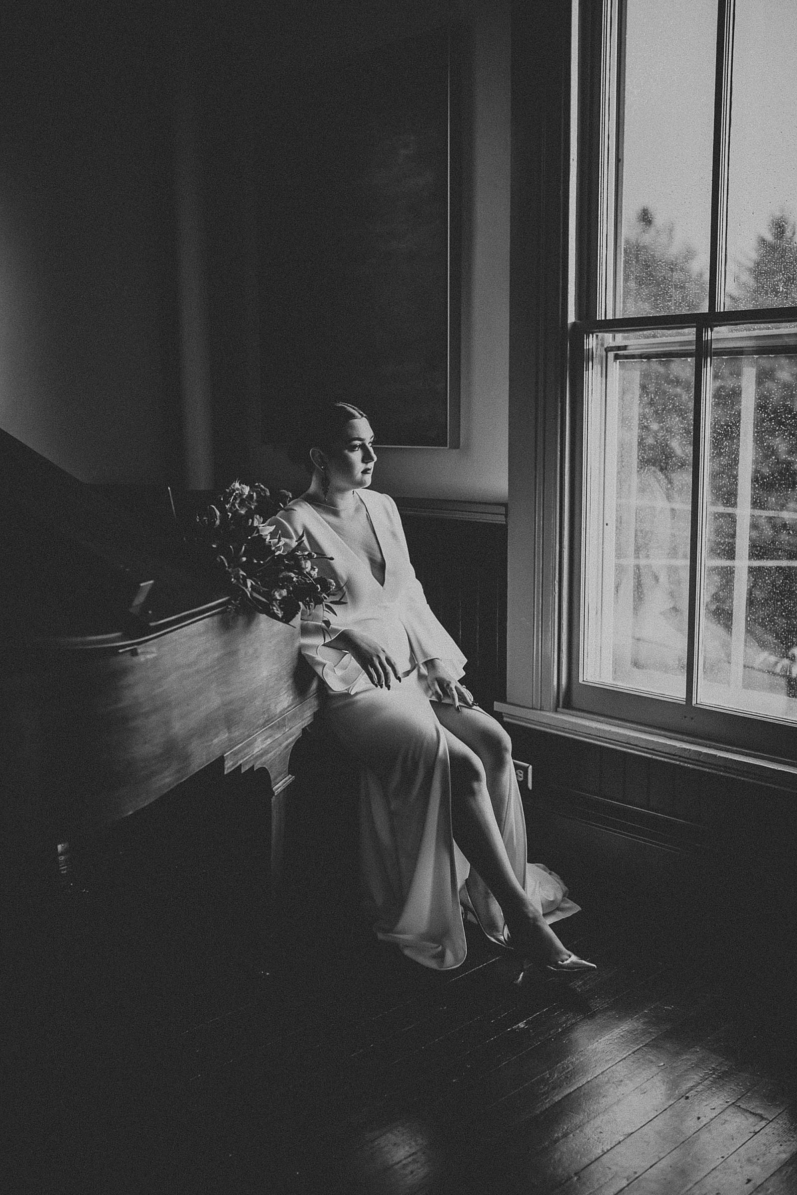 Dark and moody bridal portraits