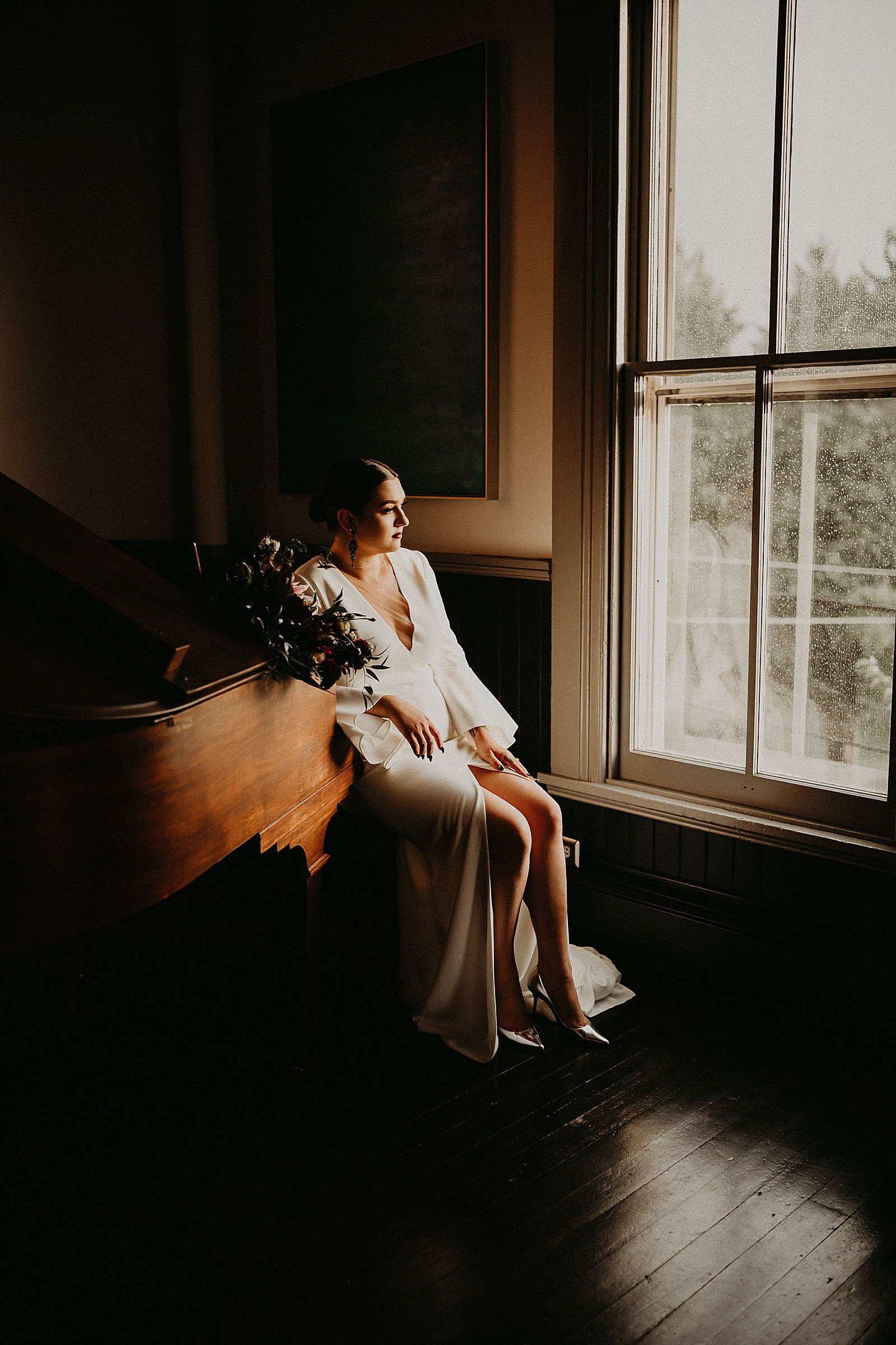 Dark and moody bridal portraits