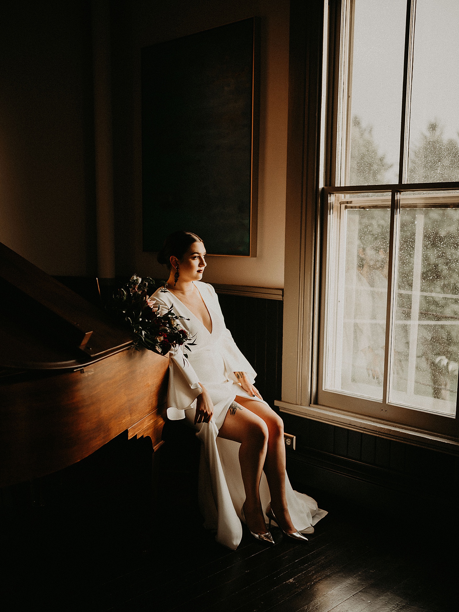 Dark and moody bridal portraits