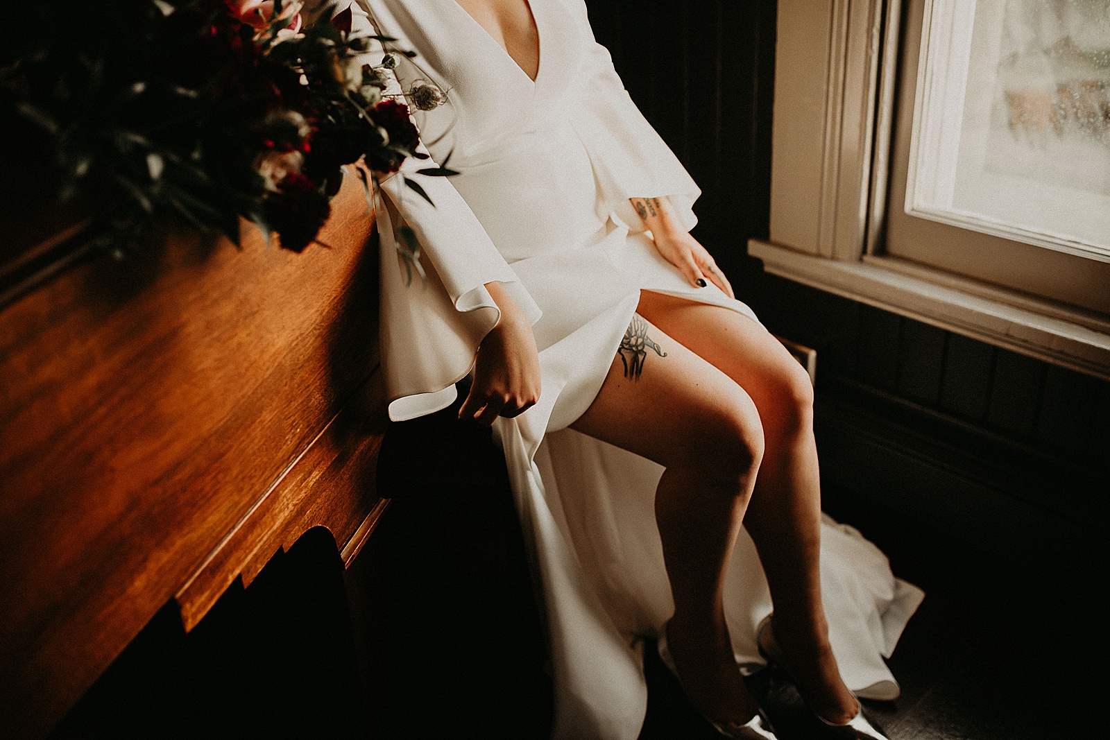 Dark and moody bridal portraits