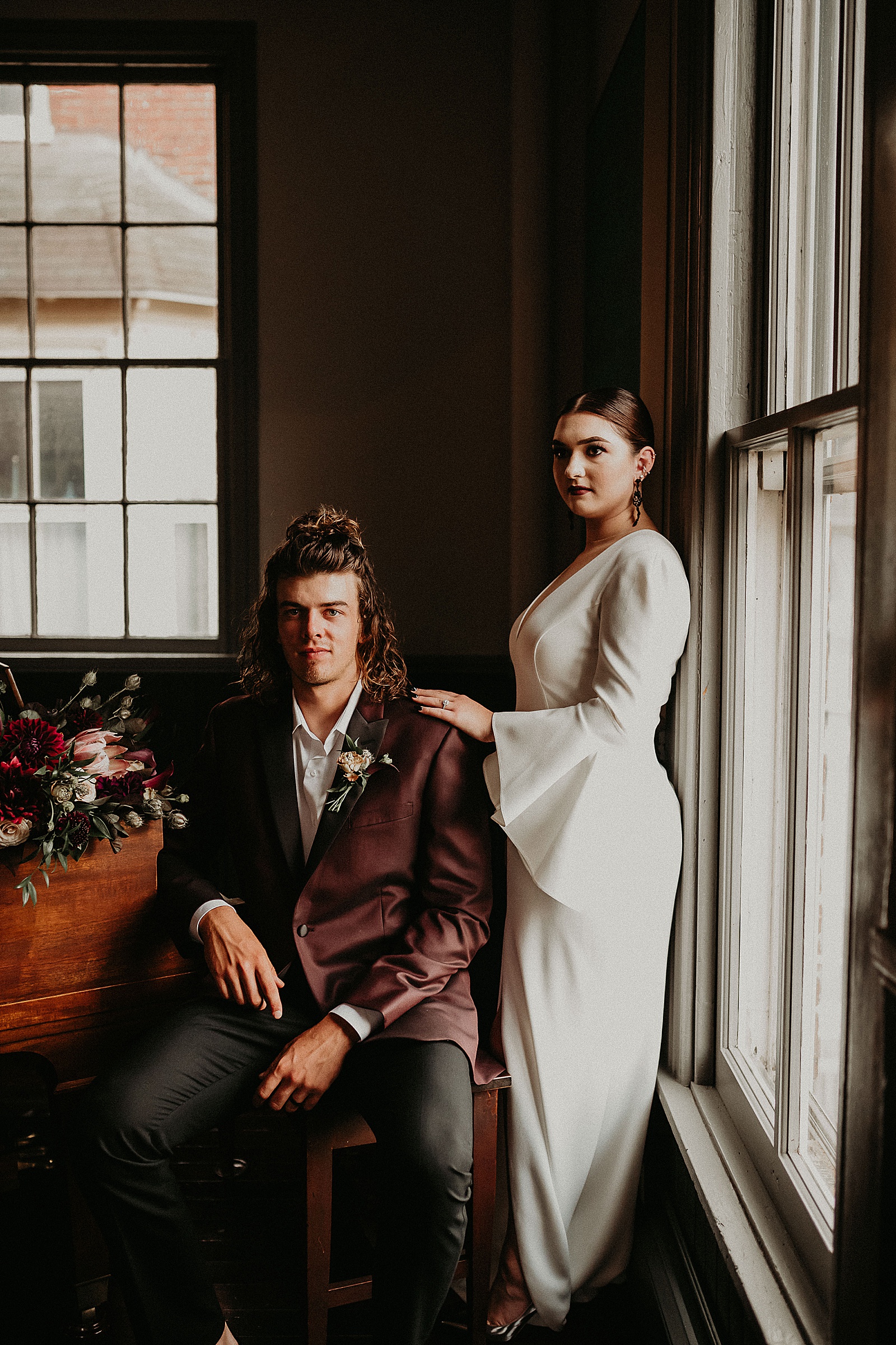 Dramatic dark and moody Bride and Groom portraits
