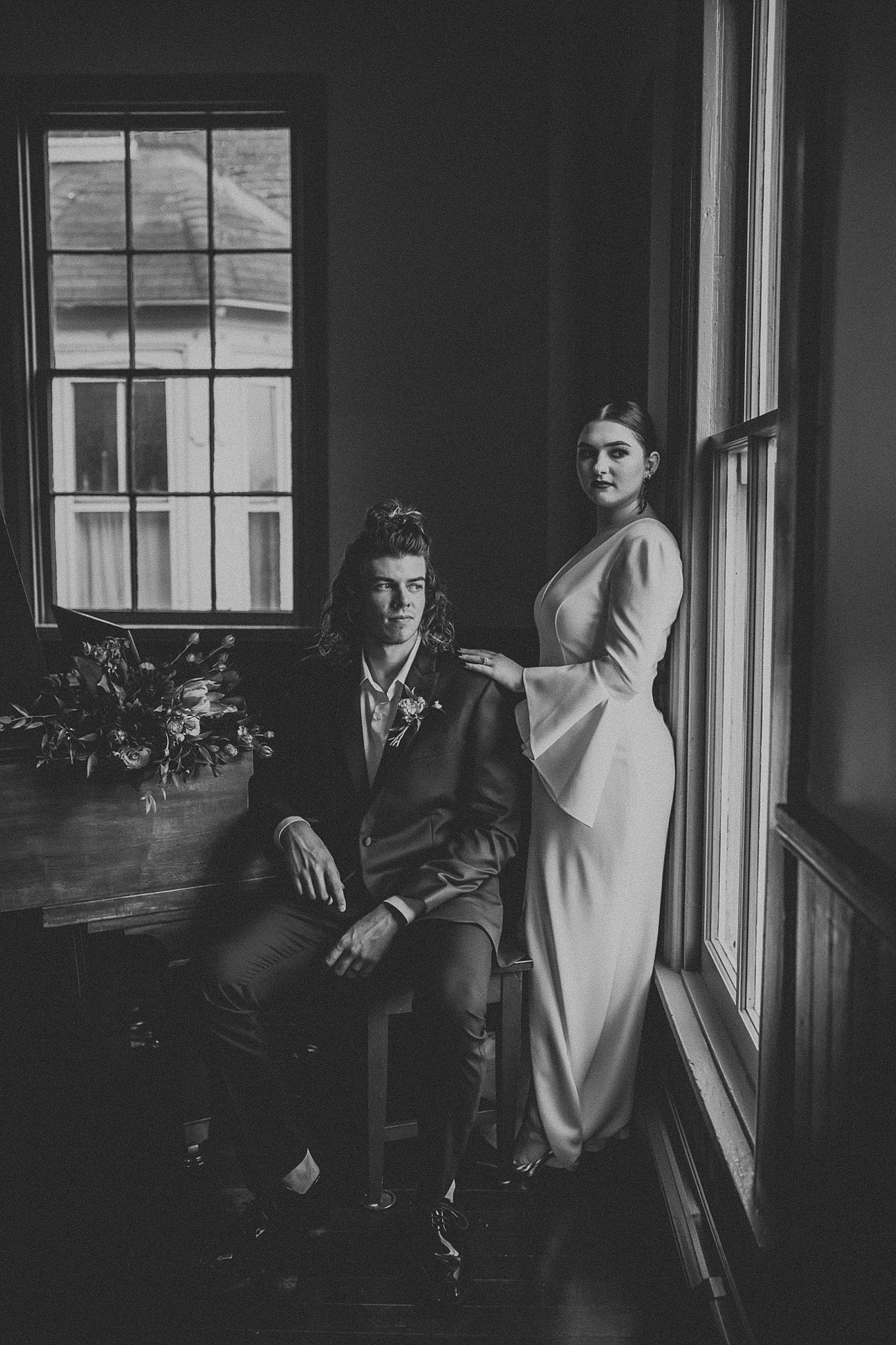 Dramatic dark and moody Bride and Groom portraits
