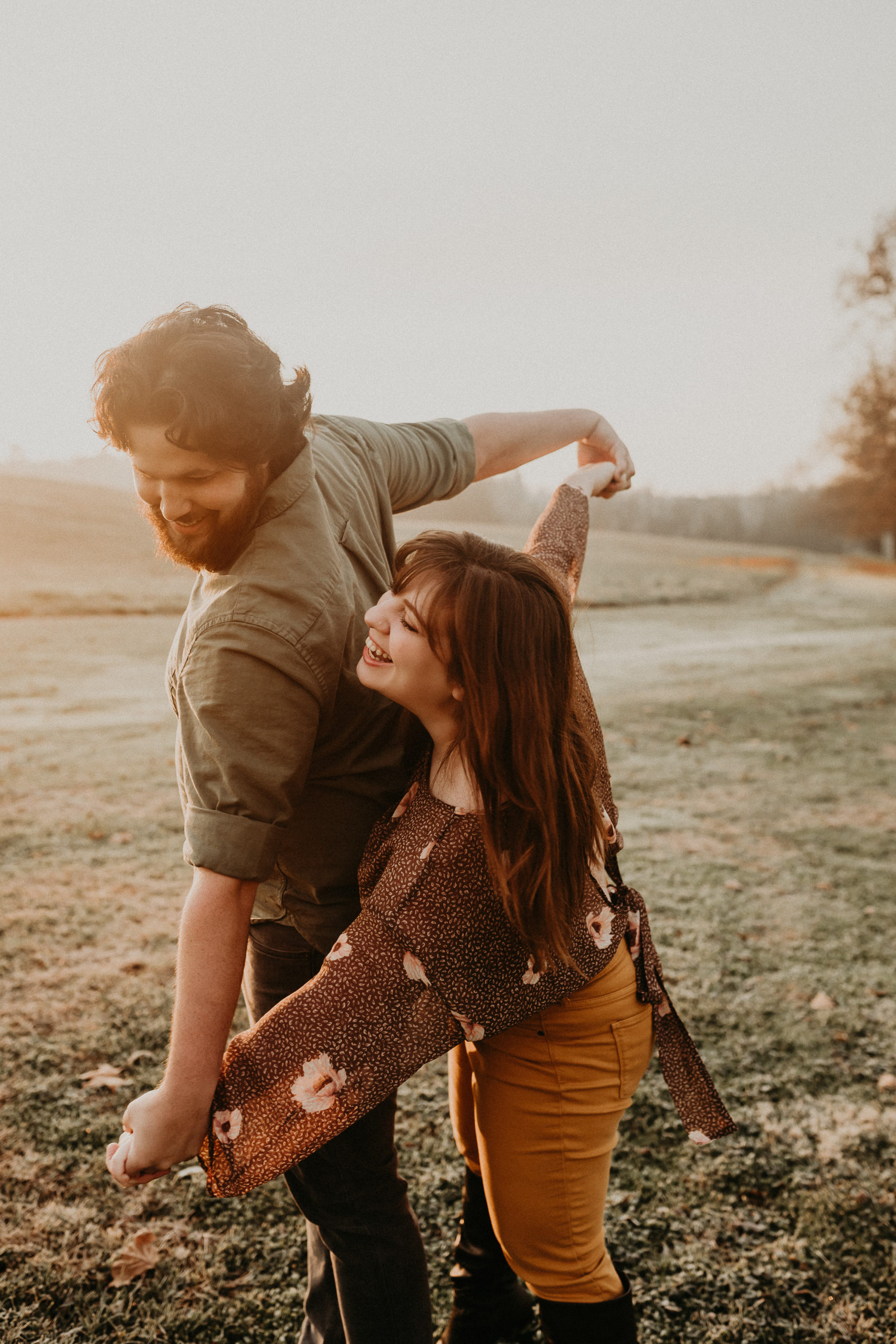 Sunrise couples session at open fields